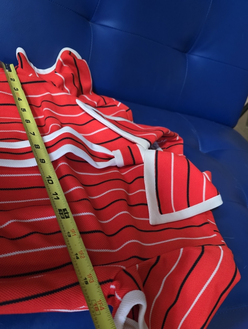 1960's Mod Red Striped Shift Dress with White Trim Tie - Picture 8 of 9